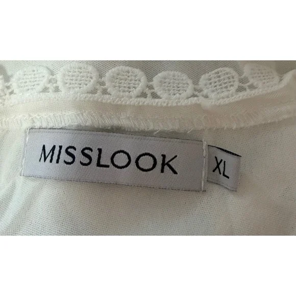 Misslook White Lace Size XL Crochet Trim Cap Sleeve Blouse Tops Boho - Picture 7 of 8